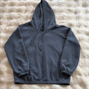 Rachel Zoe Super Soft Sand Washed Blue Quarter Zip Hoodie